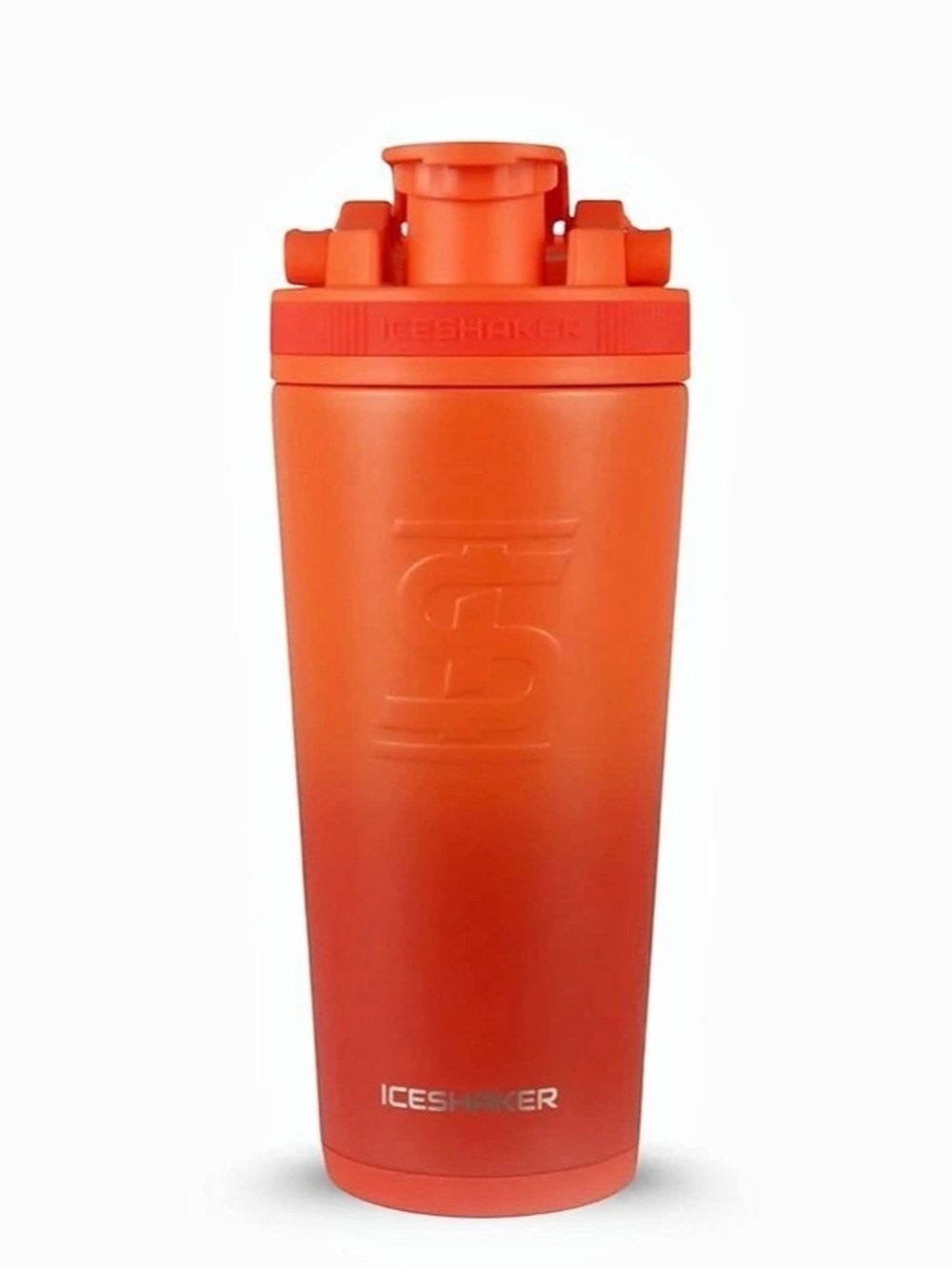 ICE SHAKER 26 OZ INSULATED PROTEIN SHAKER BOTTLE โ ORANGE